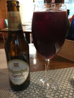 Alhambra Especial Beer and a Tinto De Verano (red wine and Lemonade)